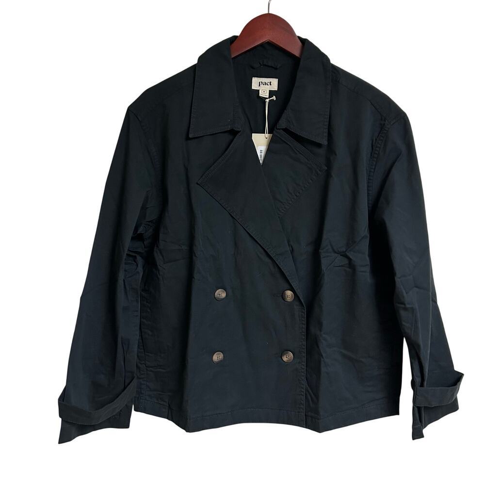 NEW pact Women's Boulevard Brushed Twill Double Breasted Light Jacket Size M
